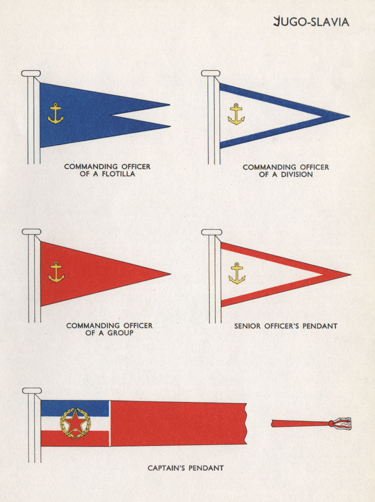YUGOSLAVIA NAVY FLAGS. Flotilla Division Group Commanding Officer. Pendant 1958